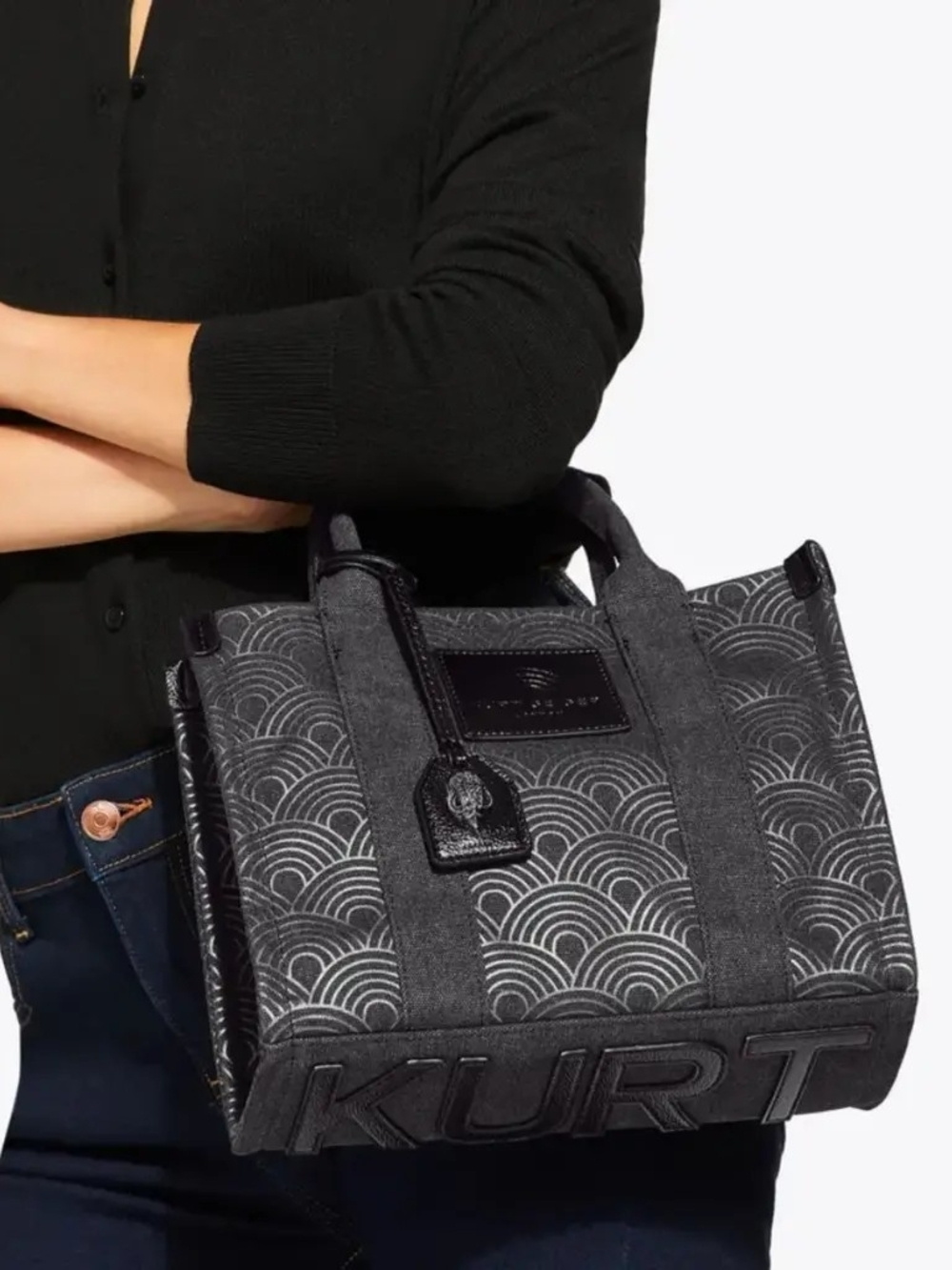 Kurt Geiger Black and Gray Patterned Tote Bag